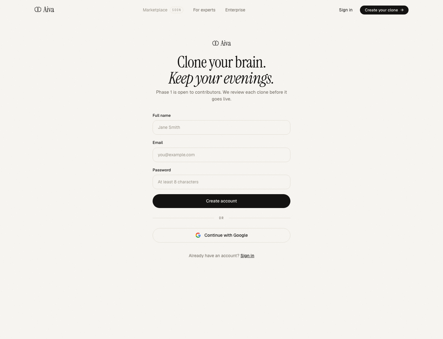Sign-up form