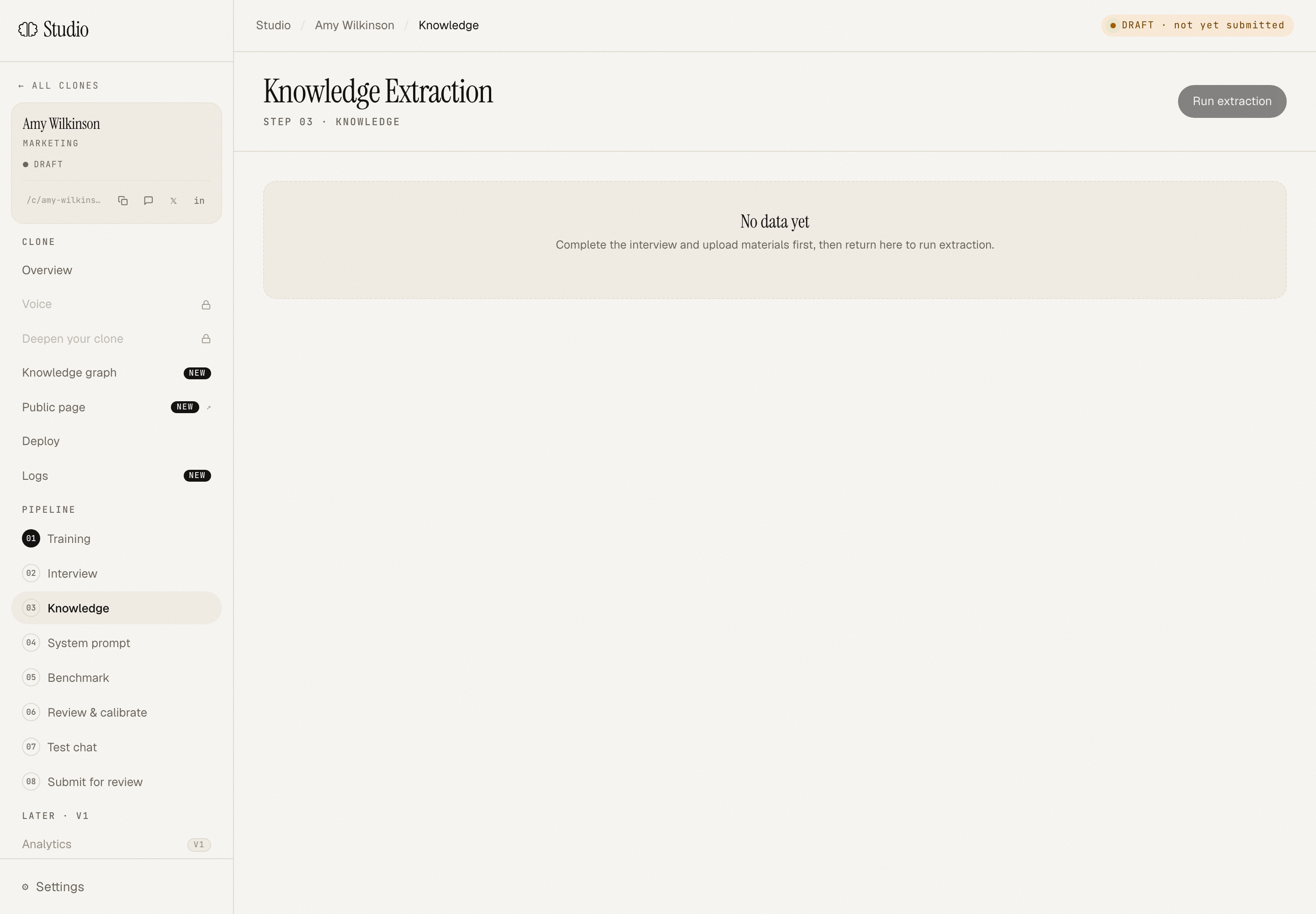 Extract page, Knowledge Extraction step, ready state